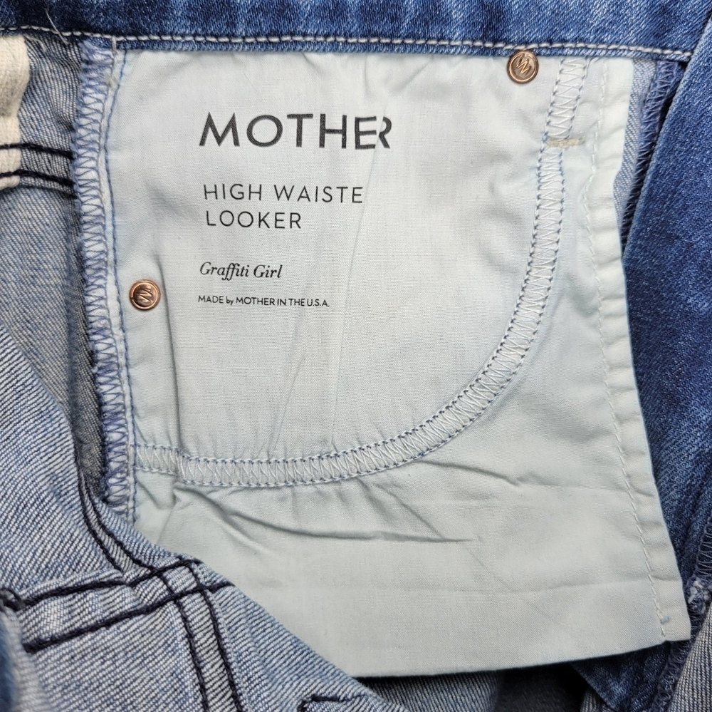 Mother The High Waiste Looker Jeans Graffiti Girl Size 27 - Picture 6 of 11